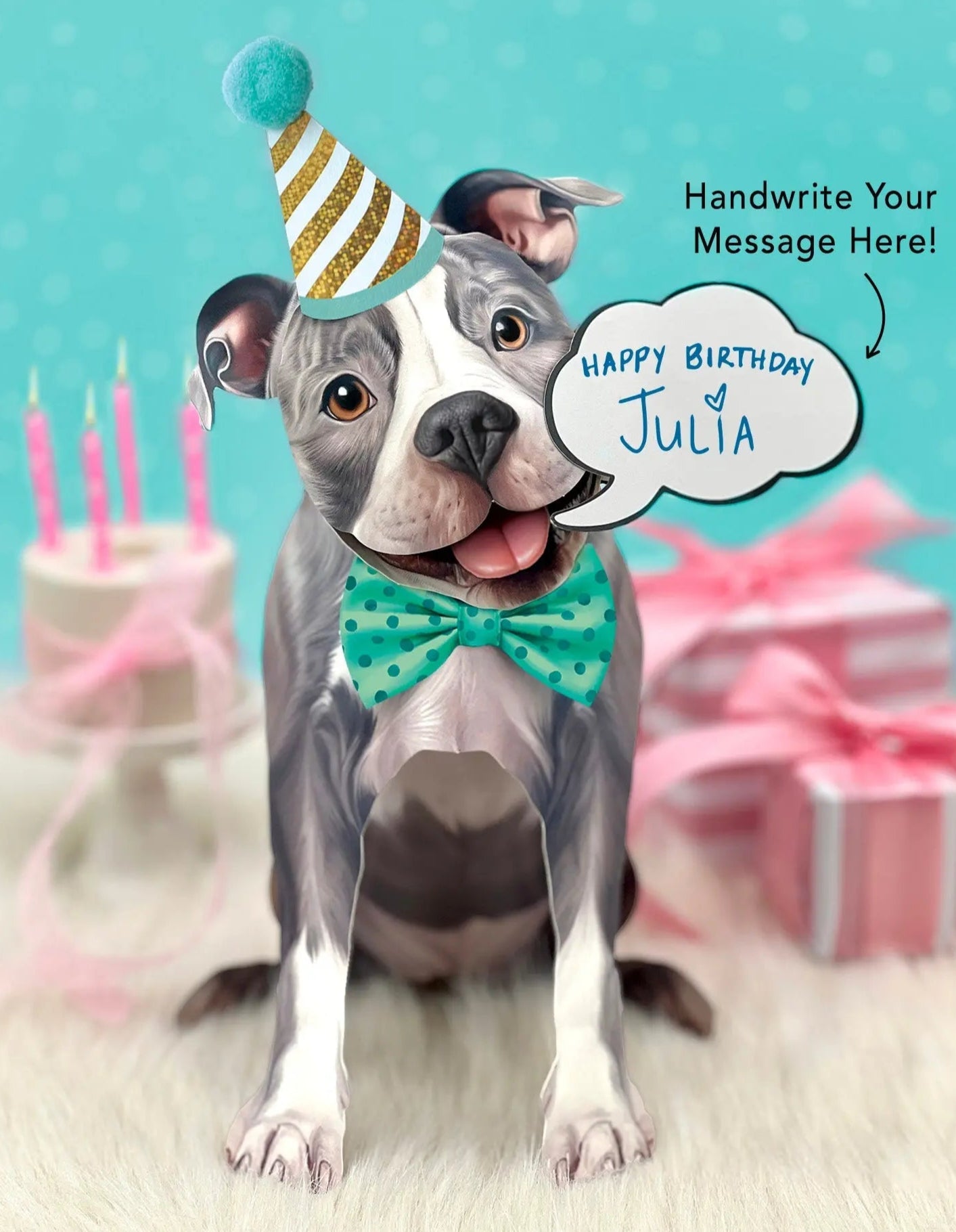 Gray Pit Bull Pop-Up Pup - Raymond's Hallmark