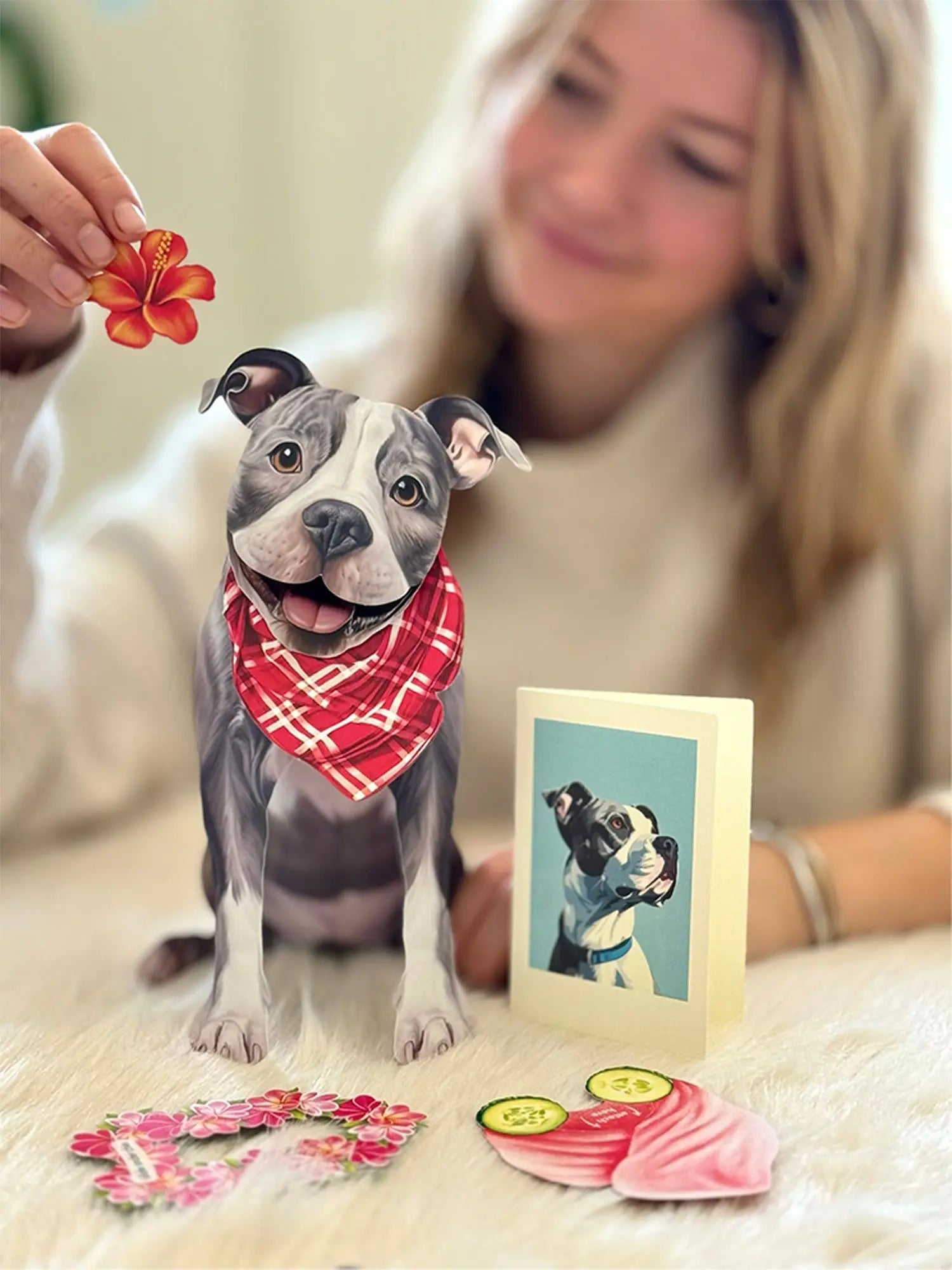 Gray Pit Bull Pop-Up Pup - Raymond's Hallmark