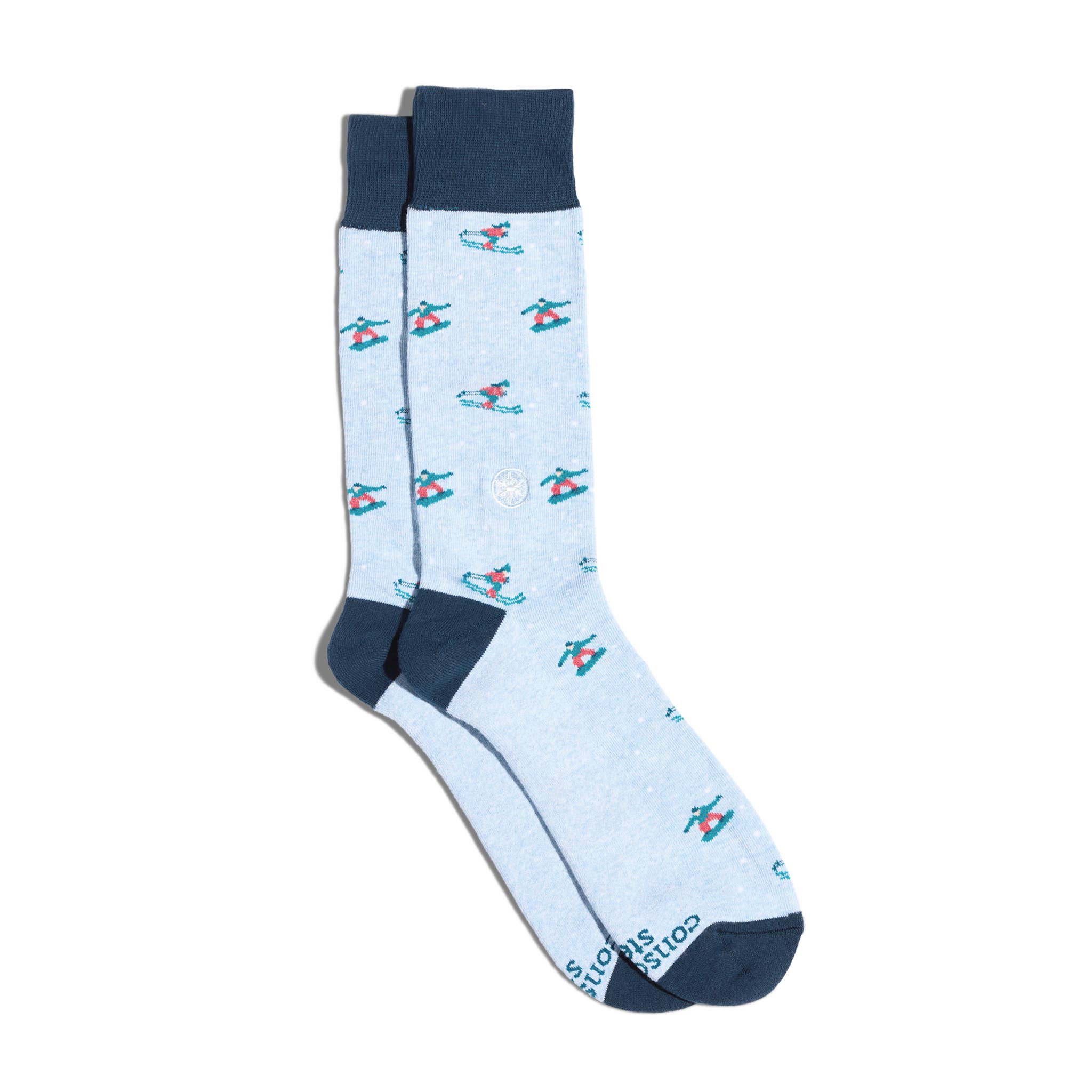 Socks that Support Youth Sports (Blue Skiers & Snowboarders) - Raymond's Hallmark