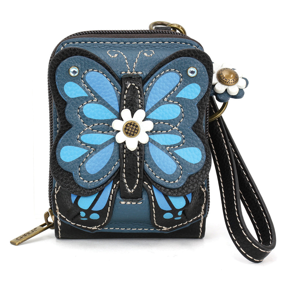 Cute-C Credit Card Holder/Wallet Wristlet-Blue Butterfly - Raymond's Hallmark