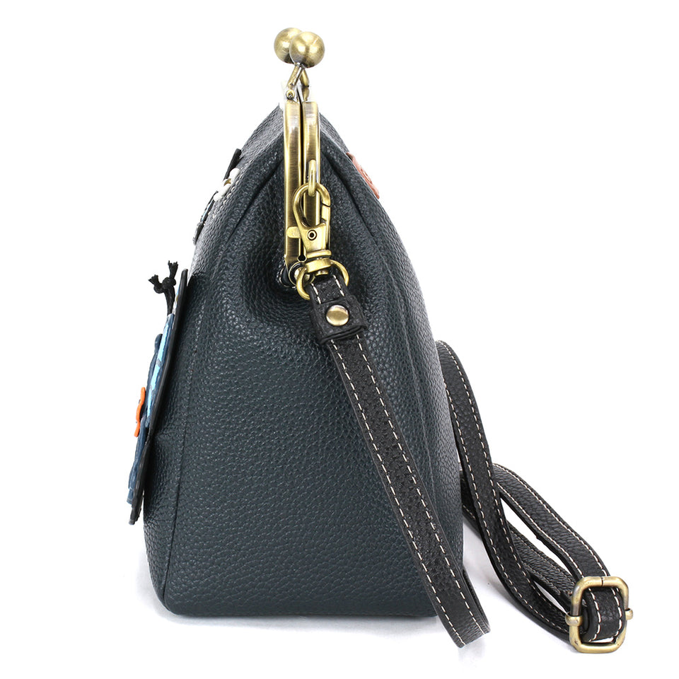 Kisslock Cellphone Crossbody-Blue Butterfly-Navy - Raymond's Hallmark