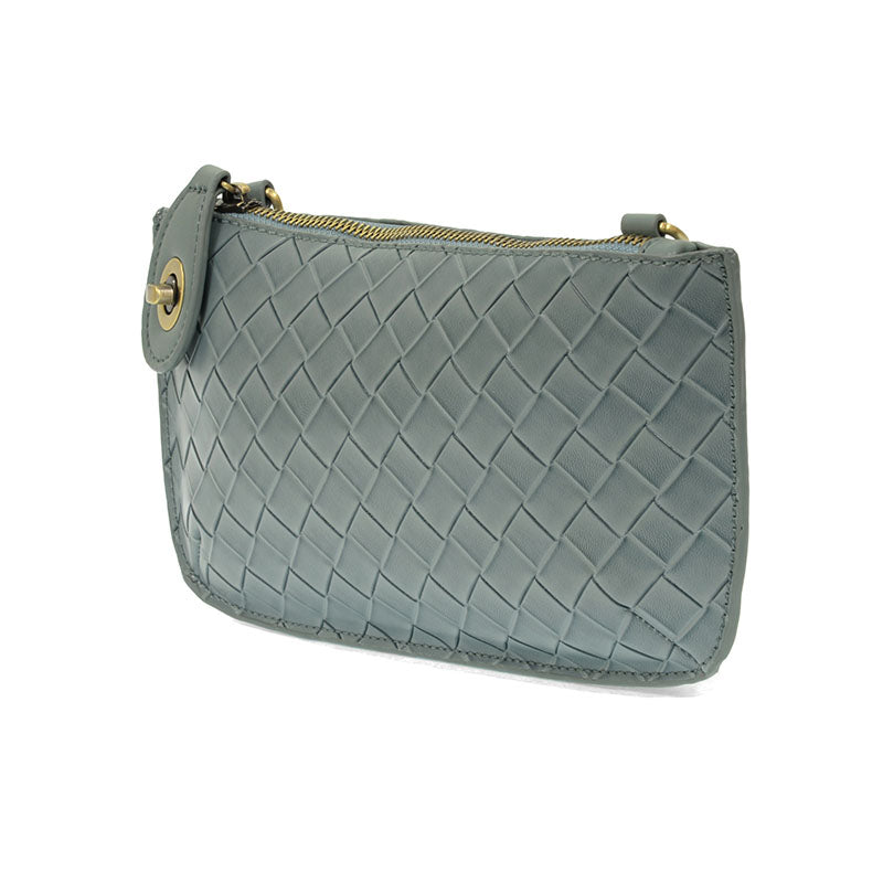 Steel Blue Faux Wide Woven Wristlet Clutch - Raymond's Hallmark