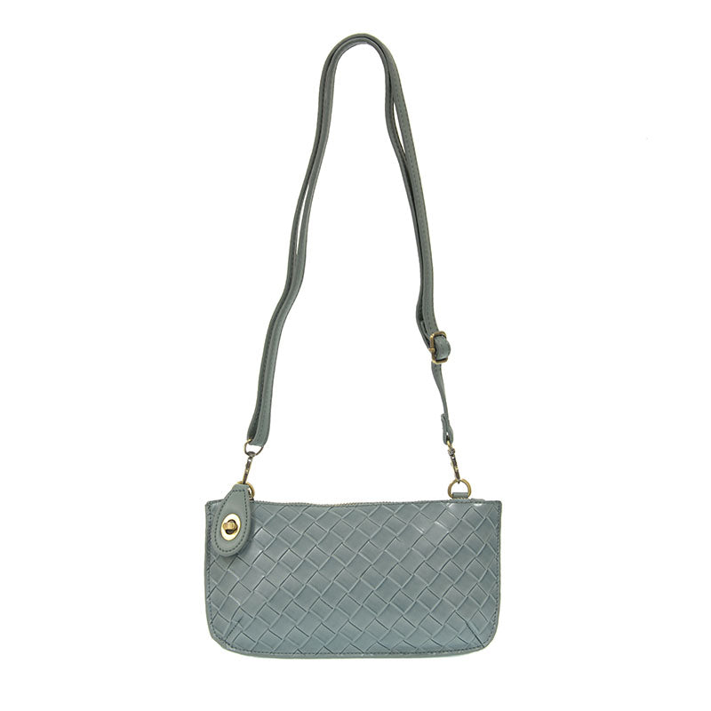 Steel Blue Faux Wide Woven Wristlet Clutch - Raymond's Hallmark