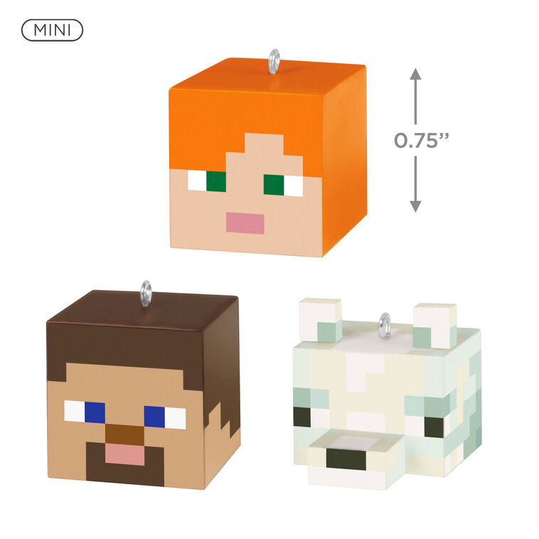 Mini Minecraft Alex, Steve and Arctic Fox Ornaments, Set of 3 $24.99