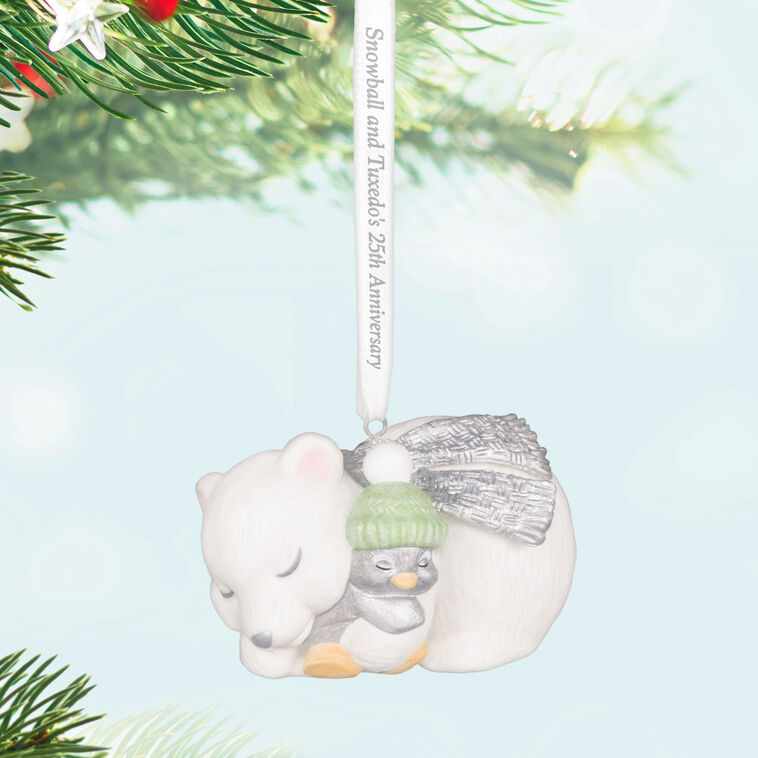 25th Anniversary Snowball and Tuxedo Porcelain Ornament - Raymond's Hallmark