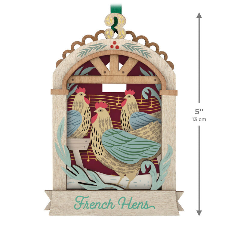 Twelve Days of Christmas French Hens Papercraft Ornament