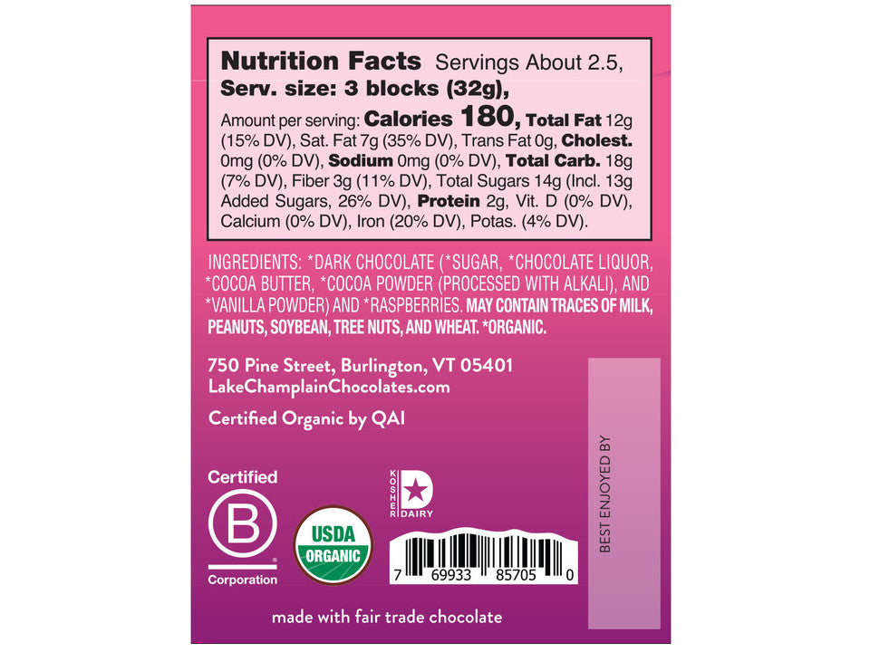 Bar Raspberries & Dark Chocolate - Raymond's Hallmark