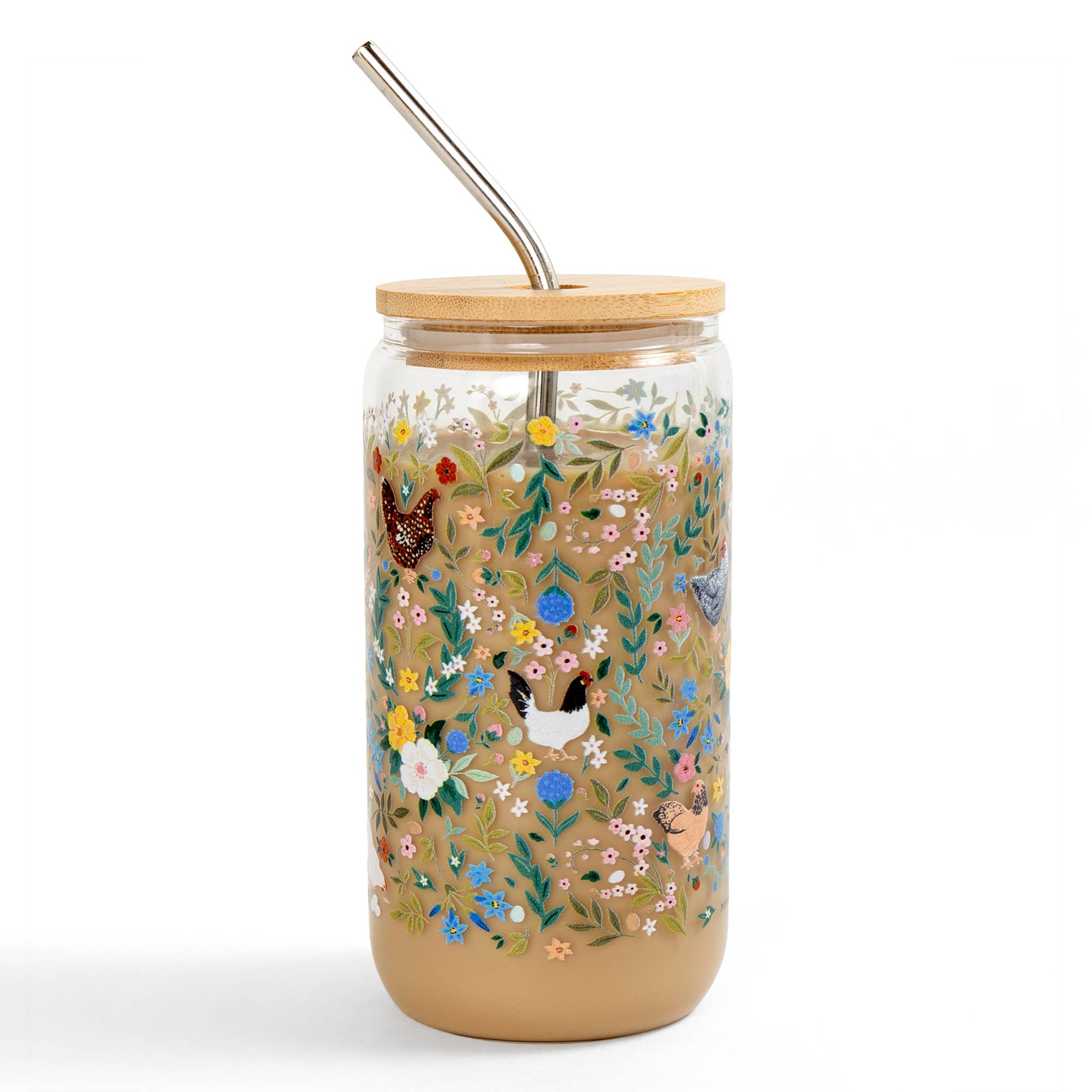 Chicken & Flowers Glass Can - Raymond's Hallmark