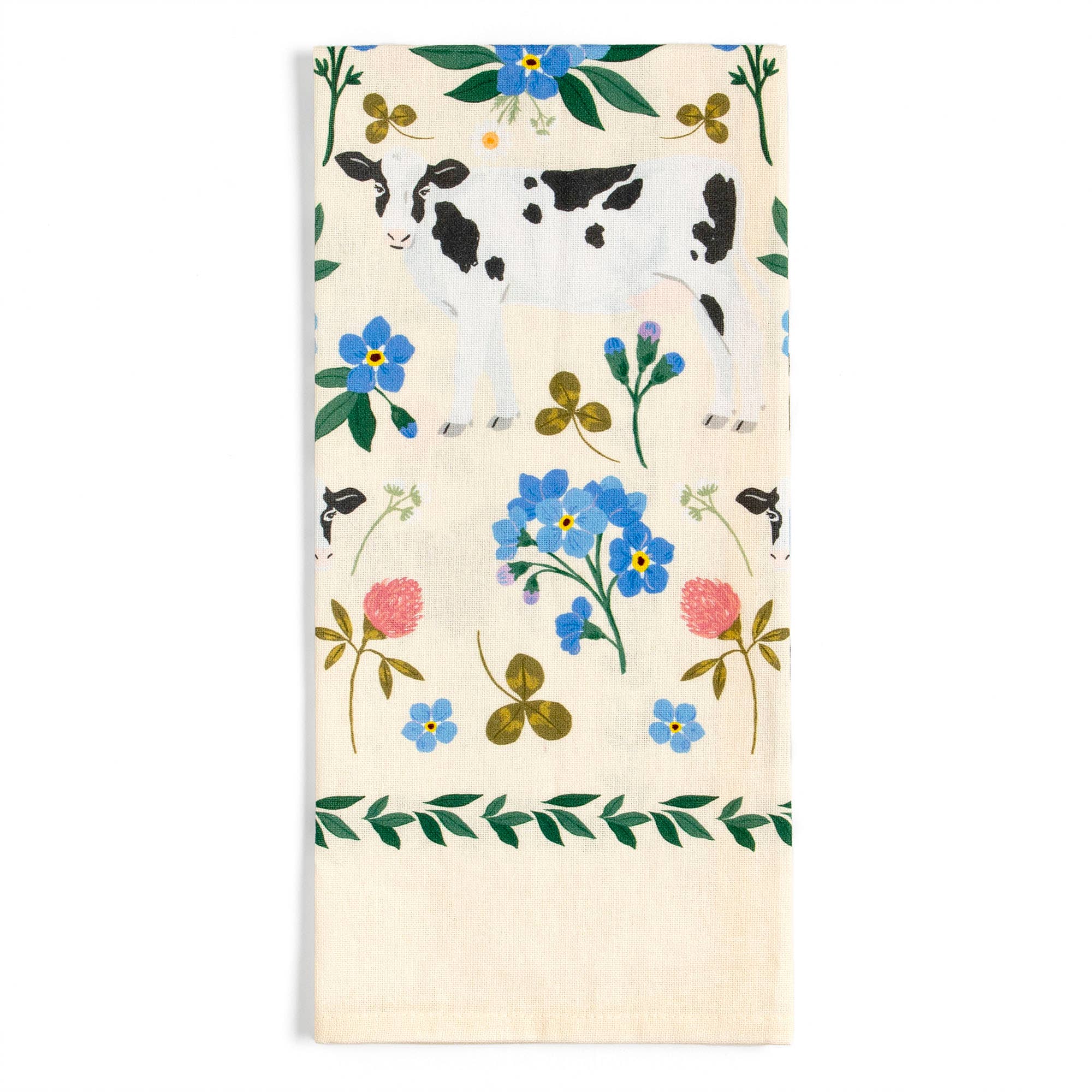 Milk Cows Folk Floral Tea Towel - Raymond's Hallmark