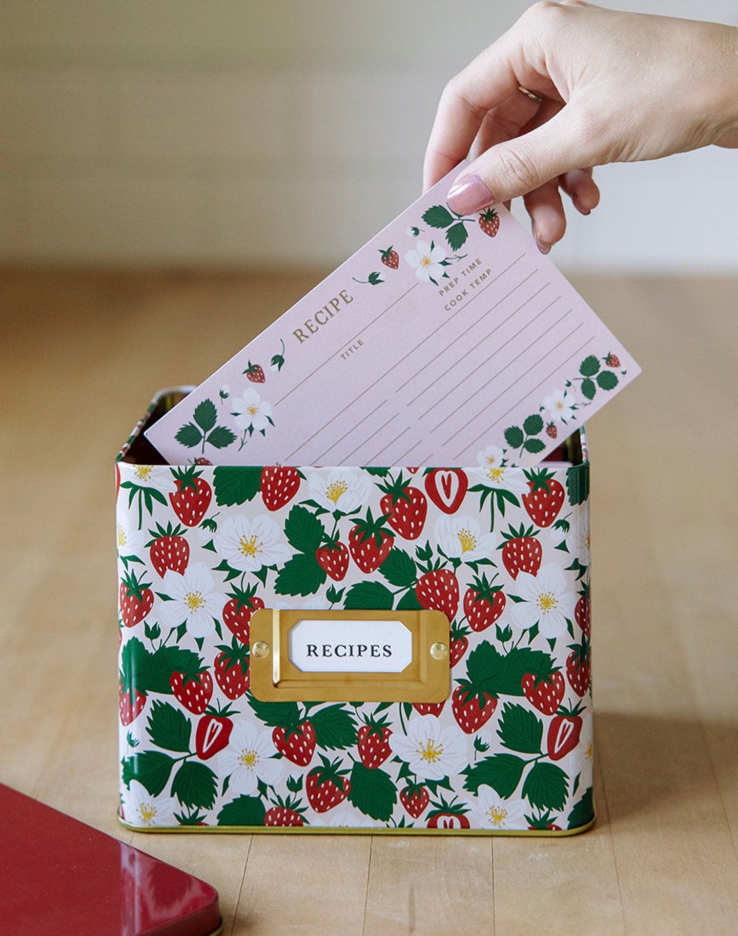 Strawberry Patch Tin Recipe Box - Raymond's Hallmark