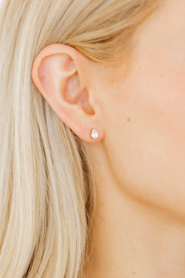 Screwback Stud Earrings-Paige Pear - Raymond's Hallmark