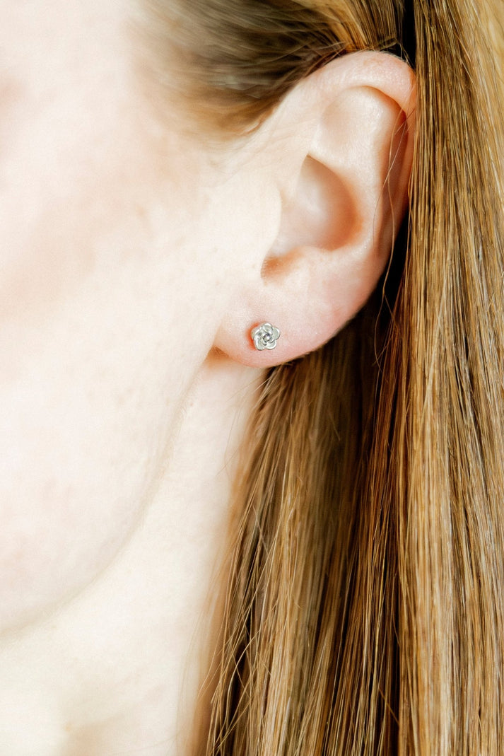 Screwback Stud Earrings-Rose Silver - Raymond's Hallmark