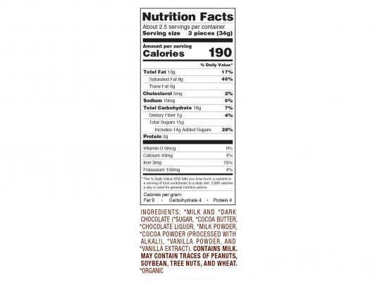 7 Piece Organic Milk & Dark Chocolate Squares - Raymond's Hallmark