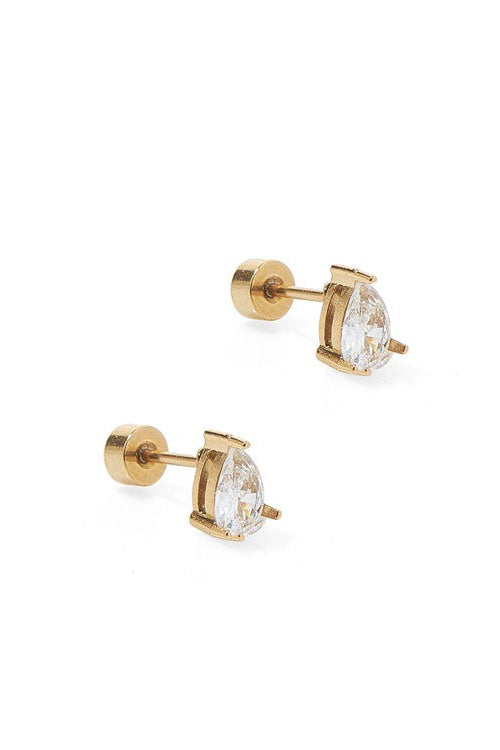 Screwback Stud Earrings-Paige Pear - Raymond's Hallmark