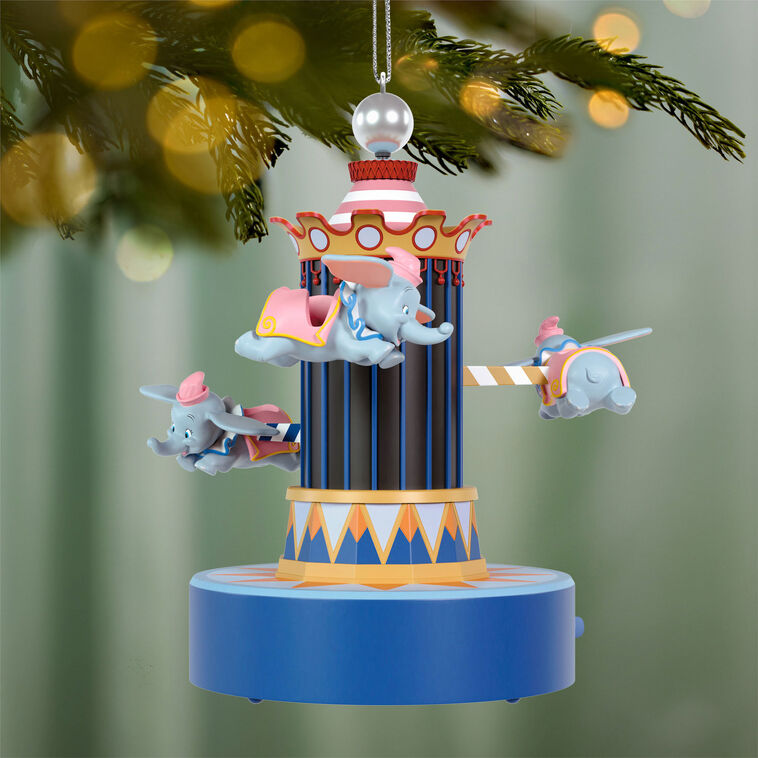 Disney Parks Memories 70 Years of Disneyland Dumbo the Flying Elephant Musical Ornament With Light and Motion