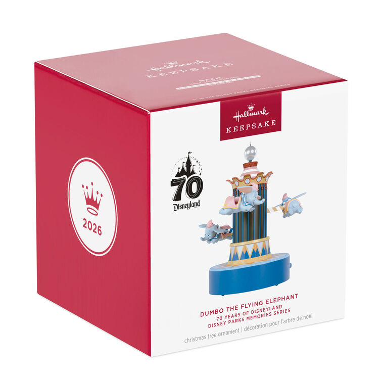 Disney Parks Memories 70 Years of Disneyland Dumbo the Flying Elephant Musical Ornament With Light and Motion