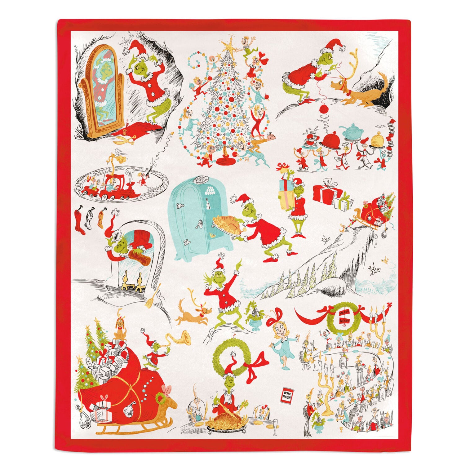 Dr. Seuss's How the Grinch Stole Christmas!™ Storybook Scenes Throw Blanket, 50x60 - Raymond's Hallmark