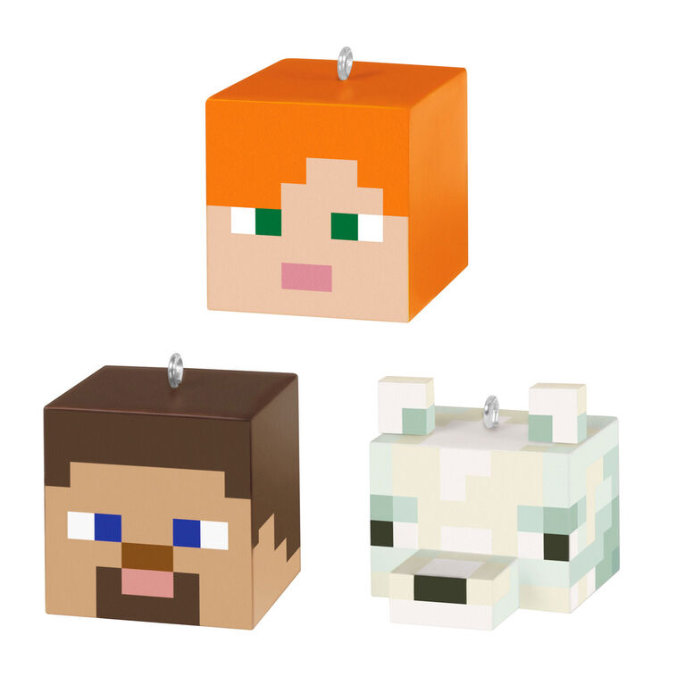 Mini Minecraft Alex, Steve and Arctic Fox Ornaments, Set of 3 $24.99