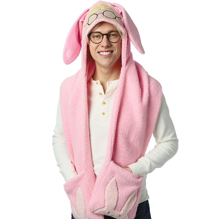 A Christmas Story Ralphie's Pink Bunny Suit Hooded Scarf With Pockets