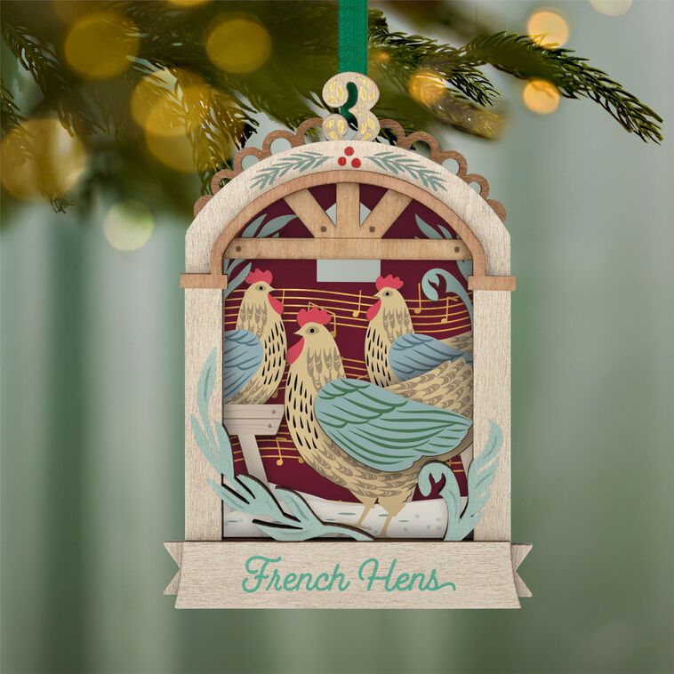 Twelve Days of Christmas French Hens Papercraft Ornament