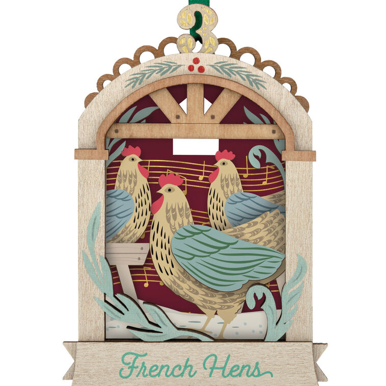 Twelve Days of Christmas French Hens Papercraft Ornament