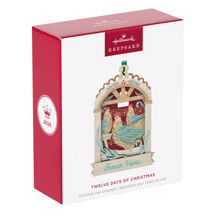 Twelve Days of Christmas French Hens Papercraft Ornament