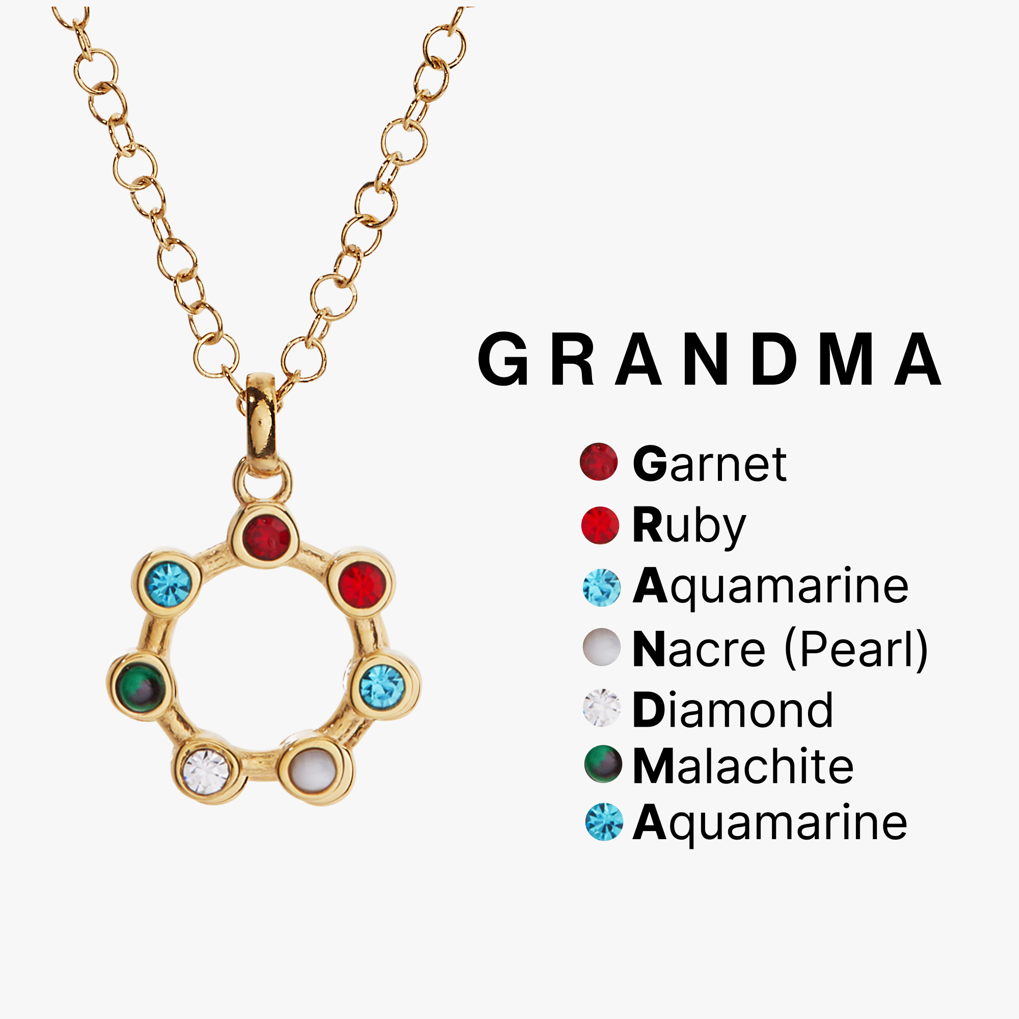 Grandma Acrostic Interchangeable Necklace - Raymond's Hallmark