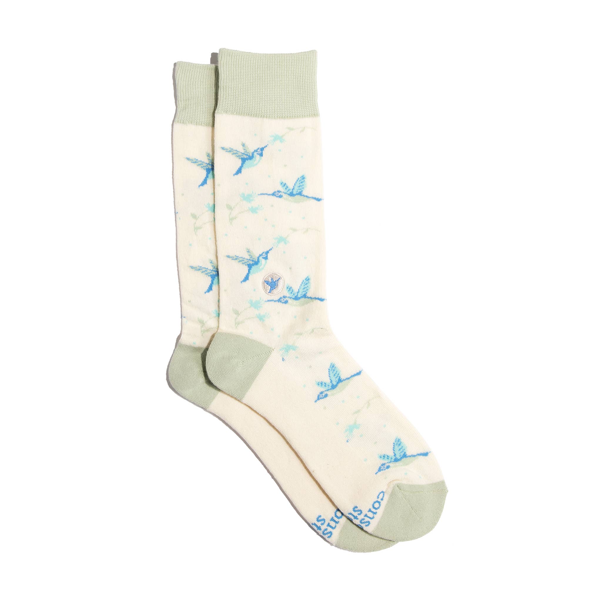 Socks that Protect Pollinators (Beige Hummingbirds) - Raymond's Hallmark