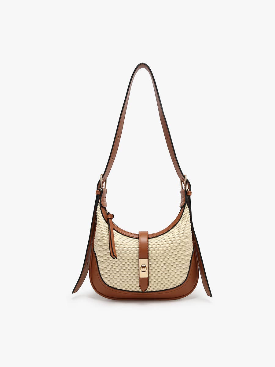 M2825 Ariana Straw Shoulder Bag w/ Top Zip & Twist-Lock Closure - Raymond's Hallmark