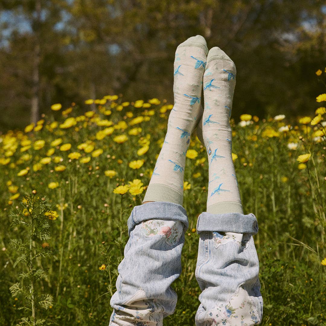 Socks that Protect Pollinators (Beige Hummingbirds) - Raymond's Hallmark