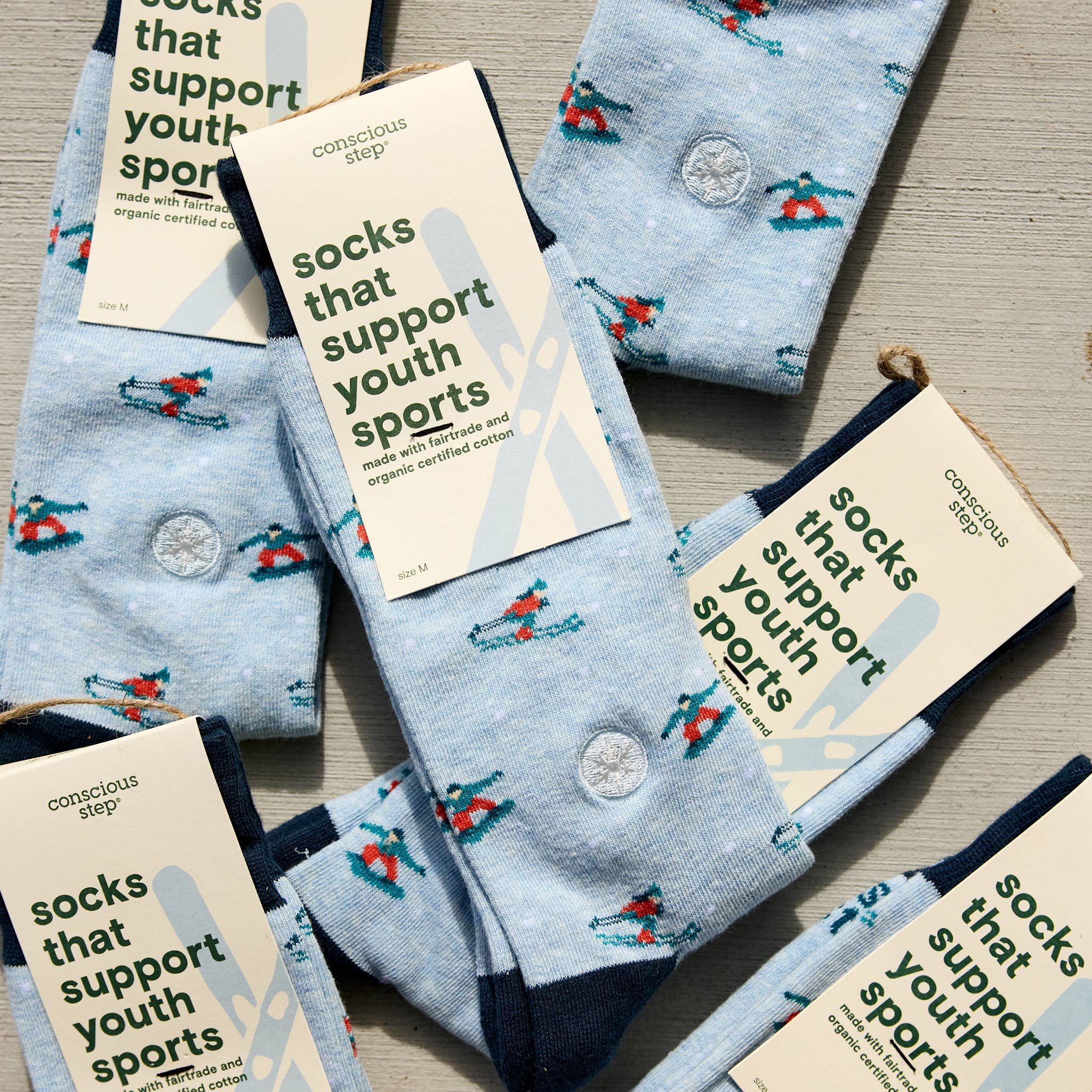 Socks that Support Youth Sports (Blue Skiers & Snowboarders) - Raymond's Hallmark