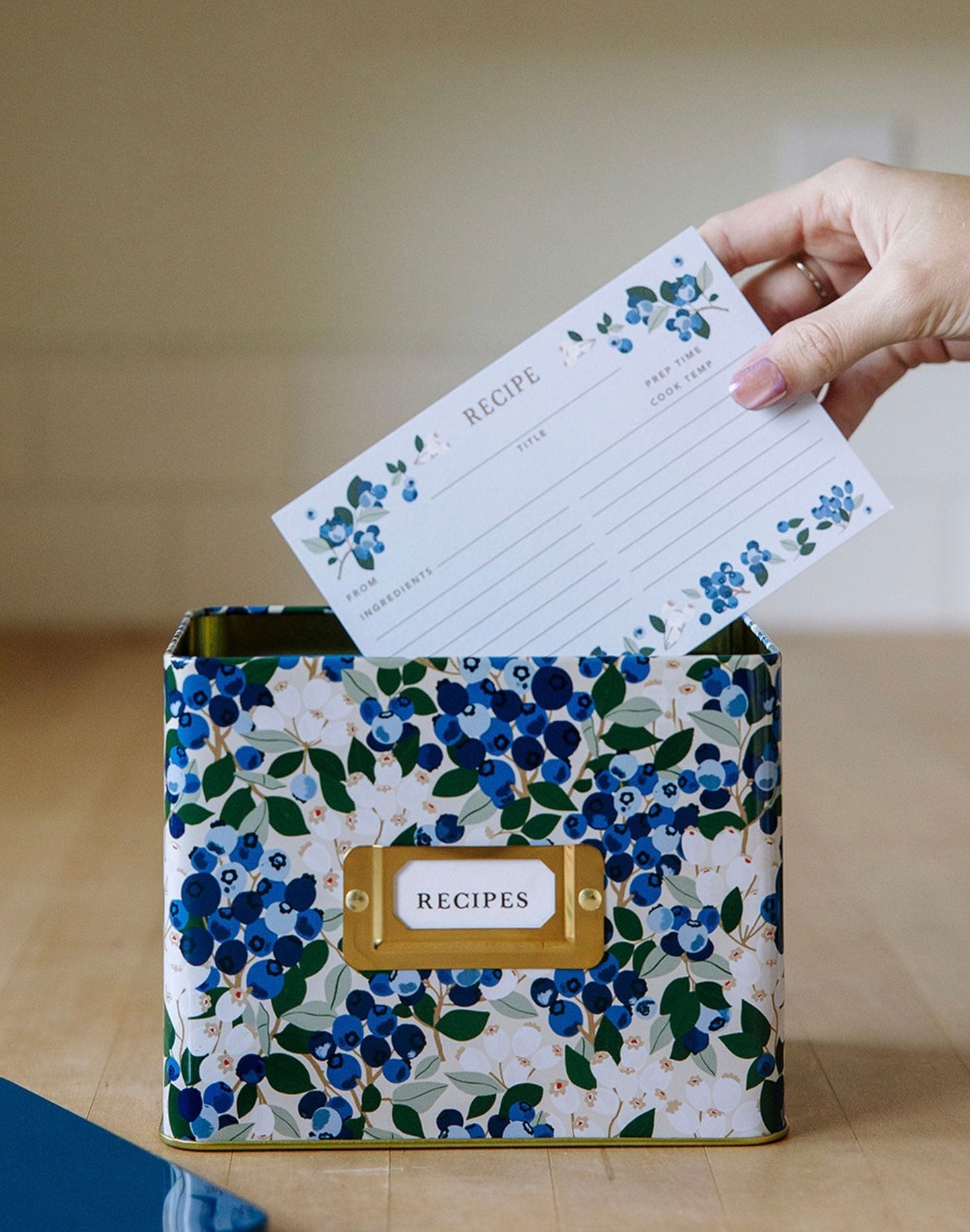 Blueberry Field Tin Recipe Box - Raymond's Hallmark