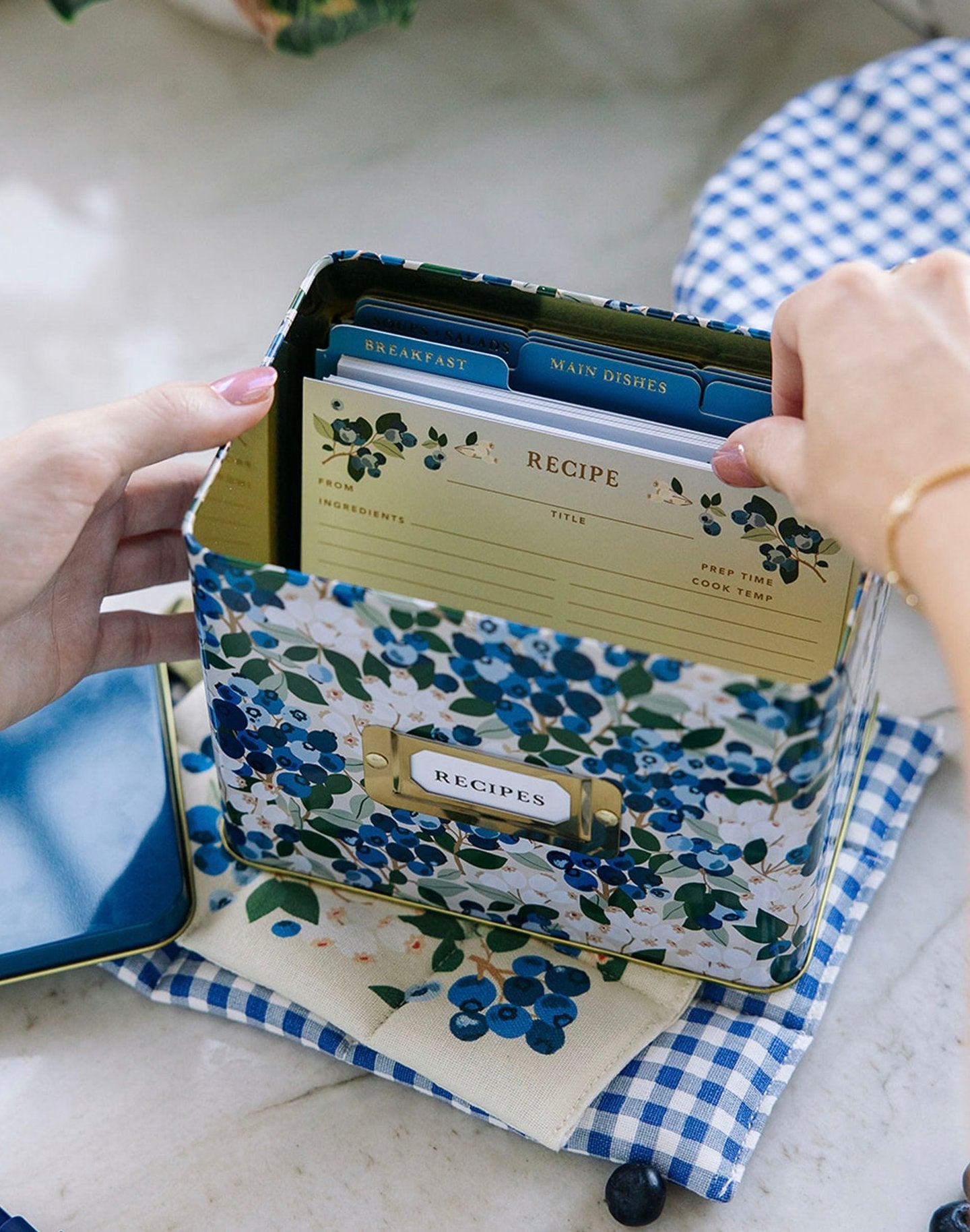 Blueberry Field Tin Recipe Box - Raymond's Hallmark