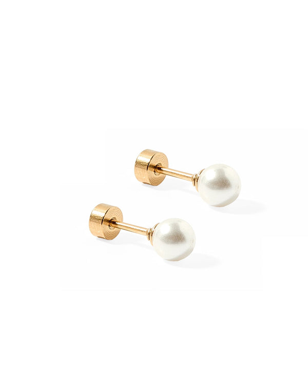 Screwback Stud Earrings-Payton Pearl White 5mm - Raymond's Hallmark